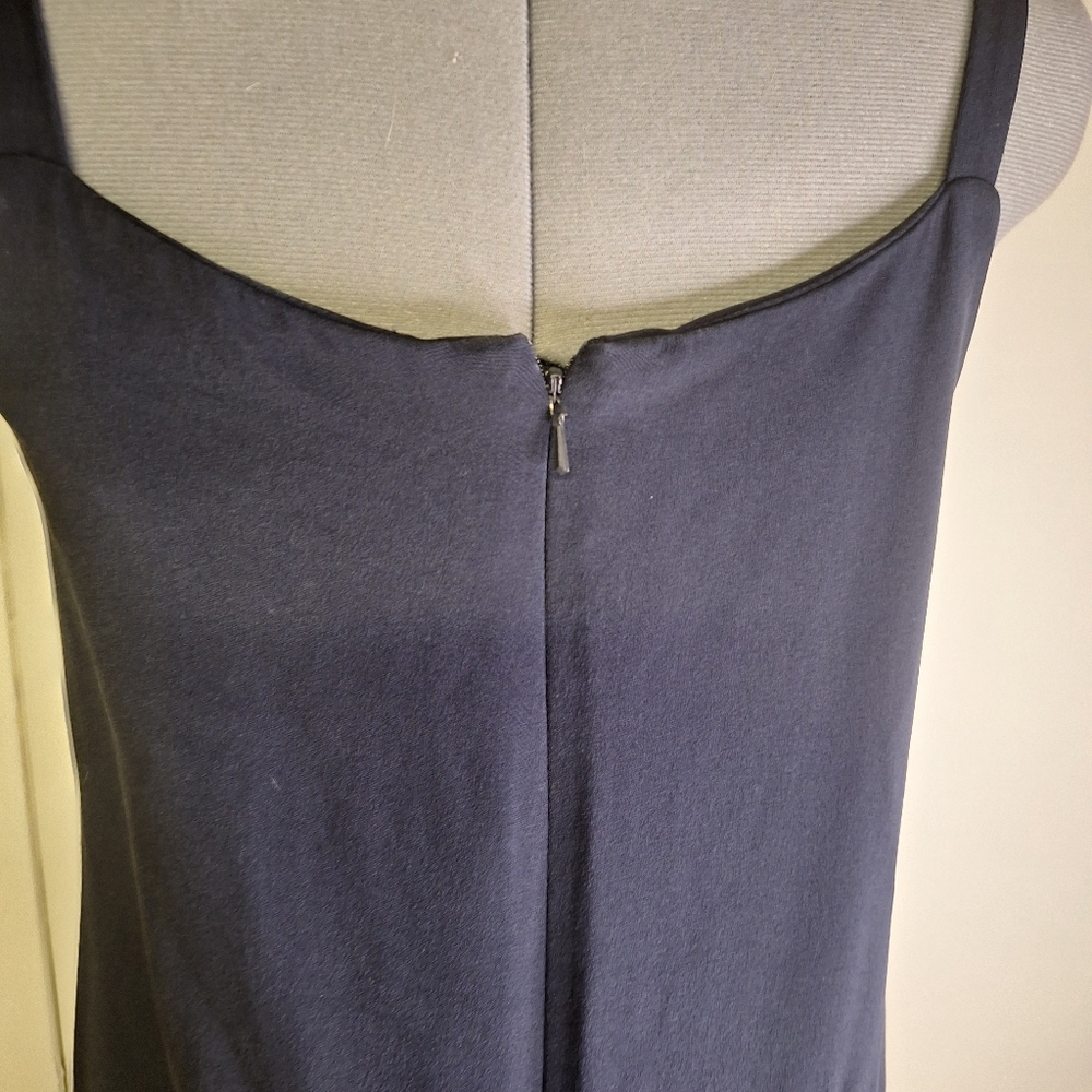 TALBOTS PURE SILK Navy and White Sleeveless Dress Size 8 - Picture 4 of 7